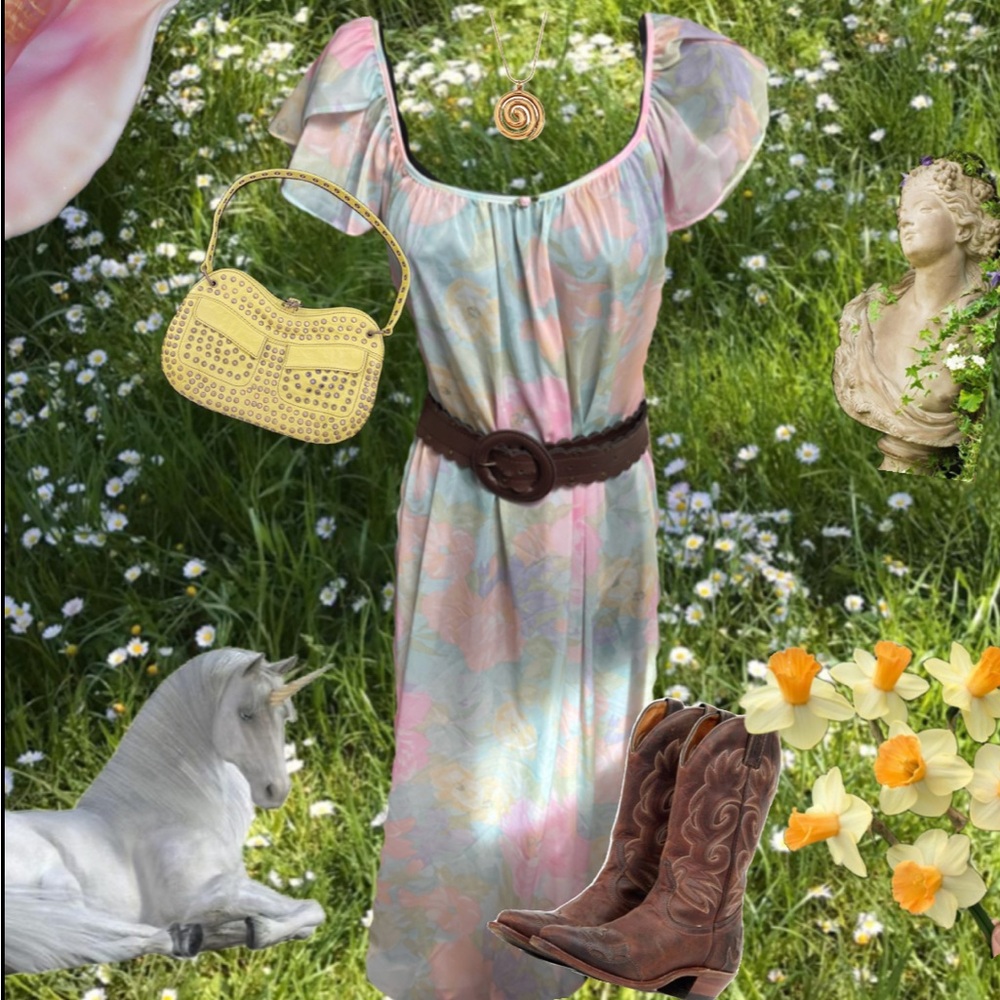 Vintage Pastel Floral Maxi Slip Dress